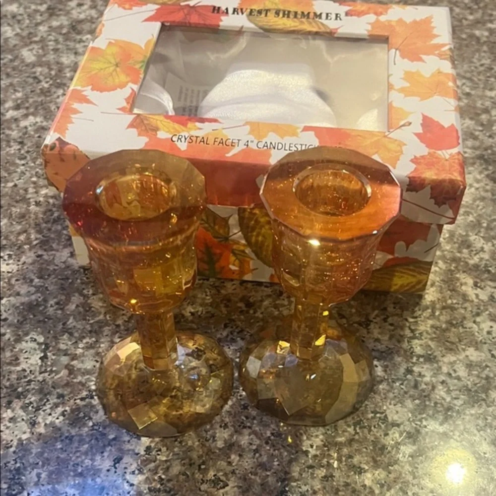 Amber Crystal Candle Holders